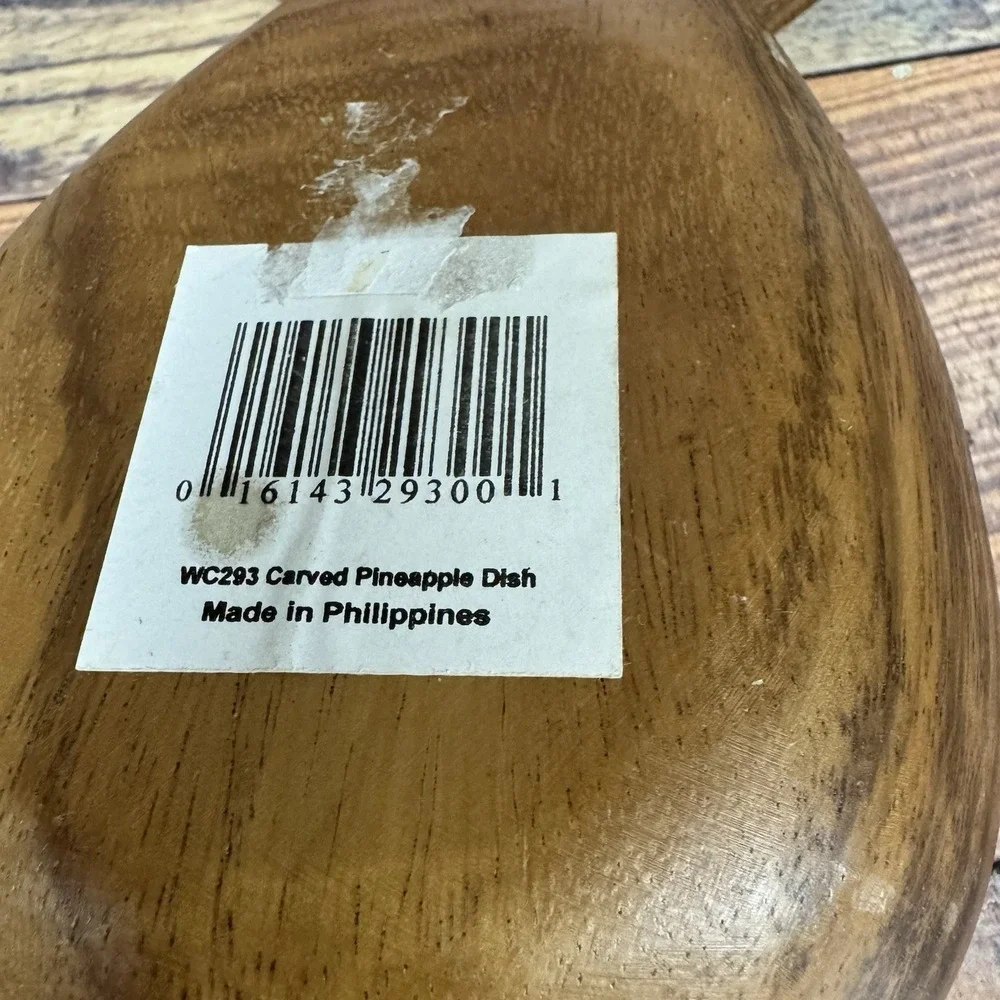 Vintage Hand Carved Wooden Pineapple‎ Bowl Trinket Candy Dish Philippines 8